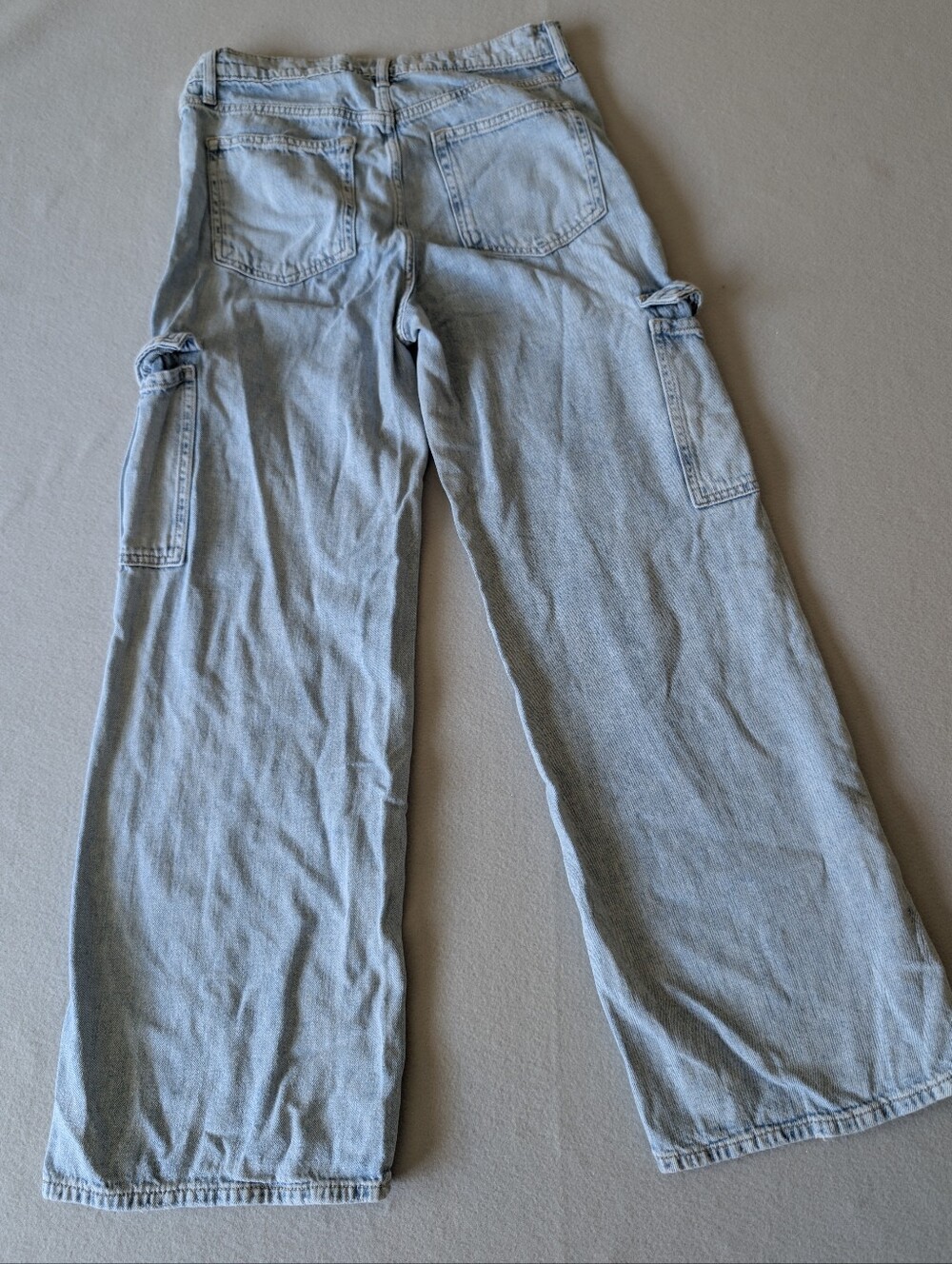 Gap High Rise Wide Leg Cargo Light Wash Jeans 100% Cotton Denim Sz 28/6 Utility image 6